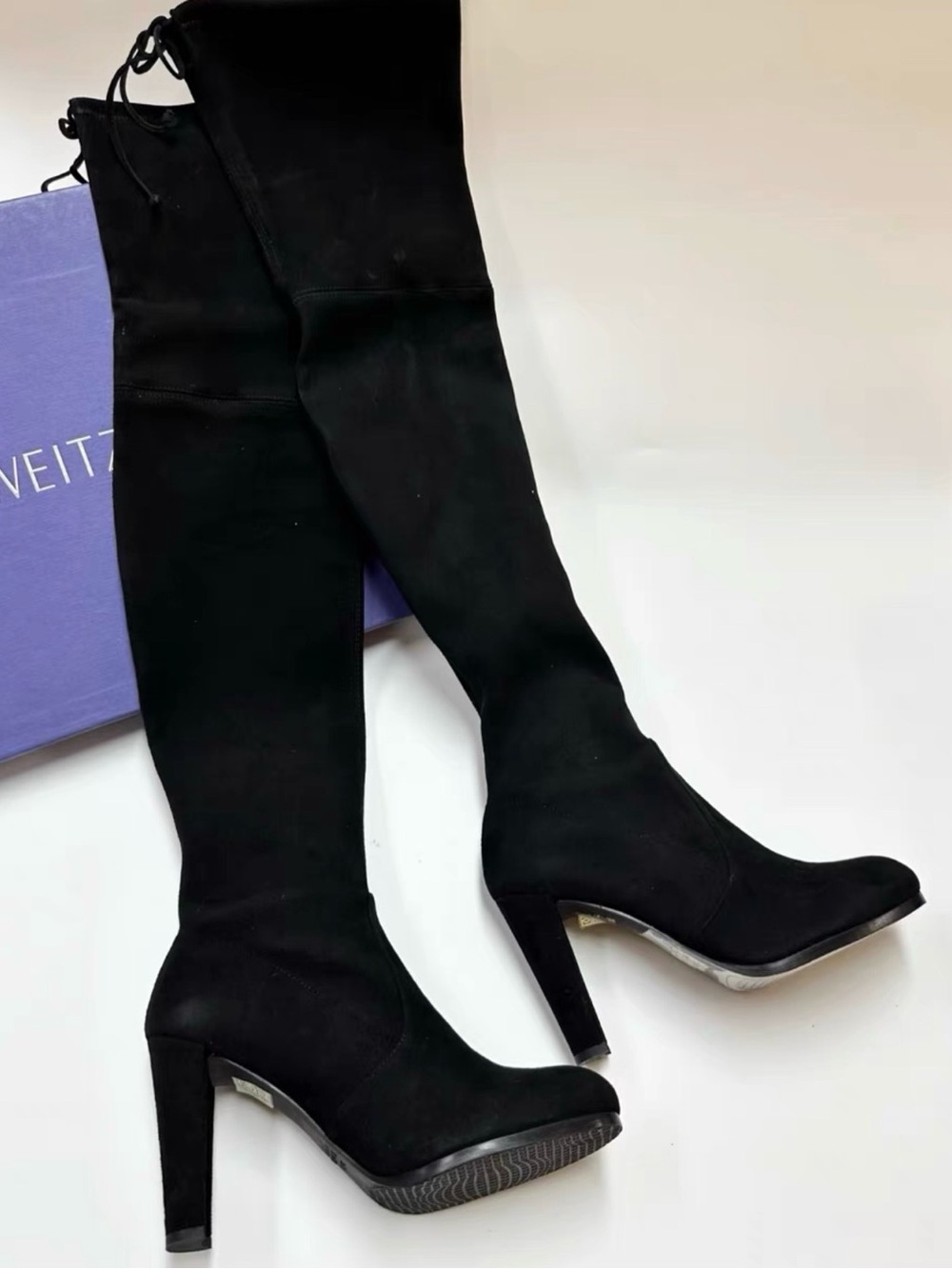 Stuart Weitzman Black Over-the-Knee High Heel Boots